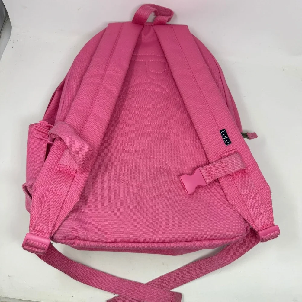 Polo Ralph Lauren Backpack Girls Pink Polo Bear Embroidered Canvas EUC